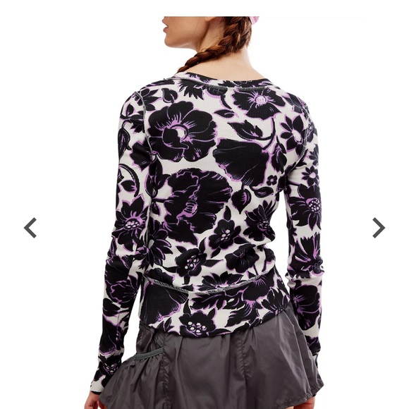 Womens Free People FP Movement Rally Printed Layer Top Purple Floral - Picture 7 of 8